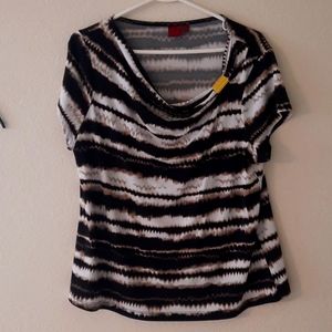 Black, Brown, White Blouse  *BOGO*